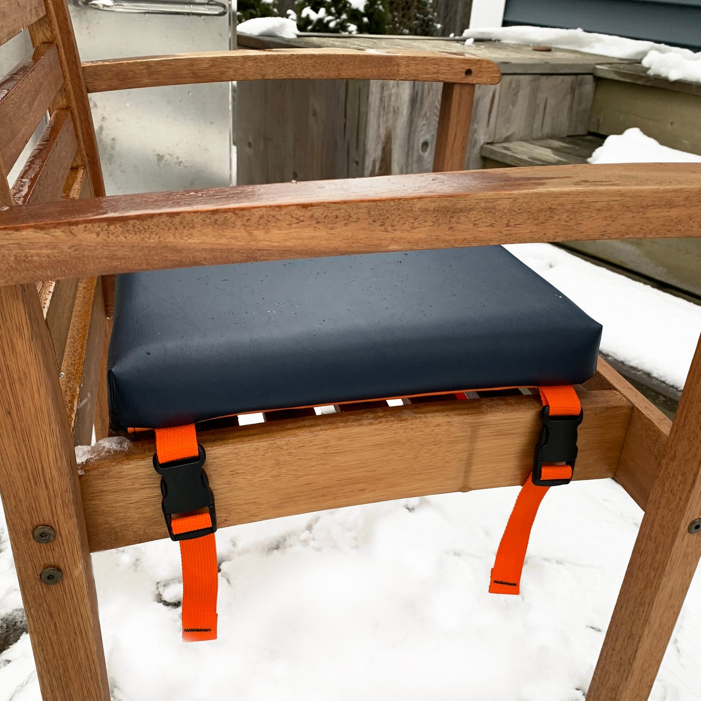 Heated cushion strapped to chair