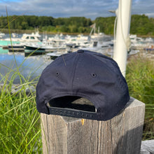 Load image into Gallery viewer, Hüga Baseball Hat / Navy Hat with Orange Logo
